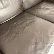 Vintage black leather Dreipunkt Scala design 3-seater sofa in teak.