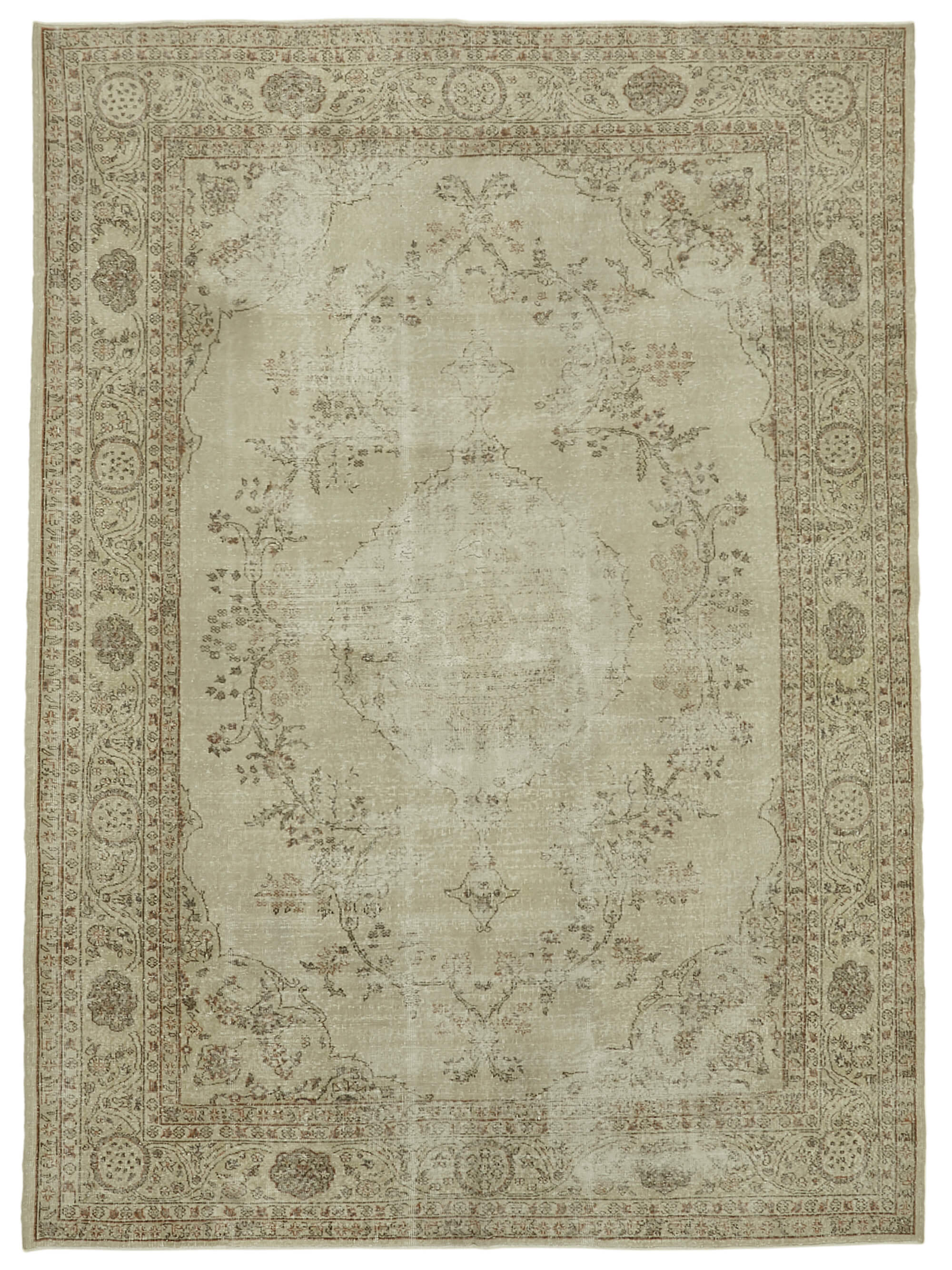 Handmade oriental contemporary 1980s 262 cm x 361 cm beige wool carpet