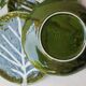 5 green ceramic dessert plates