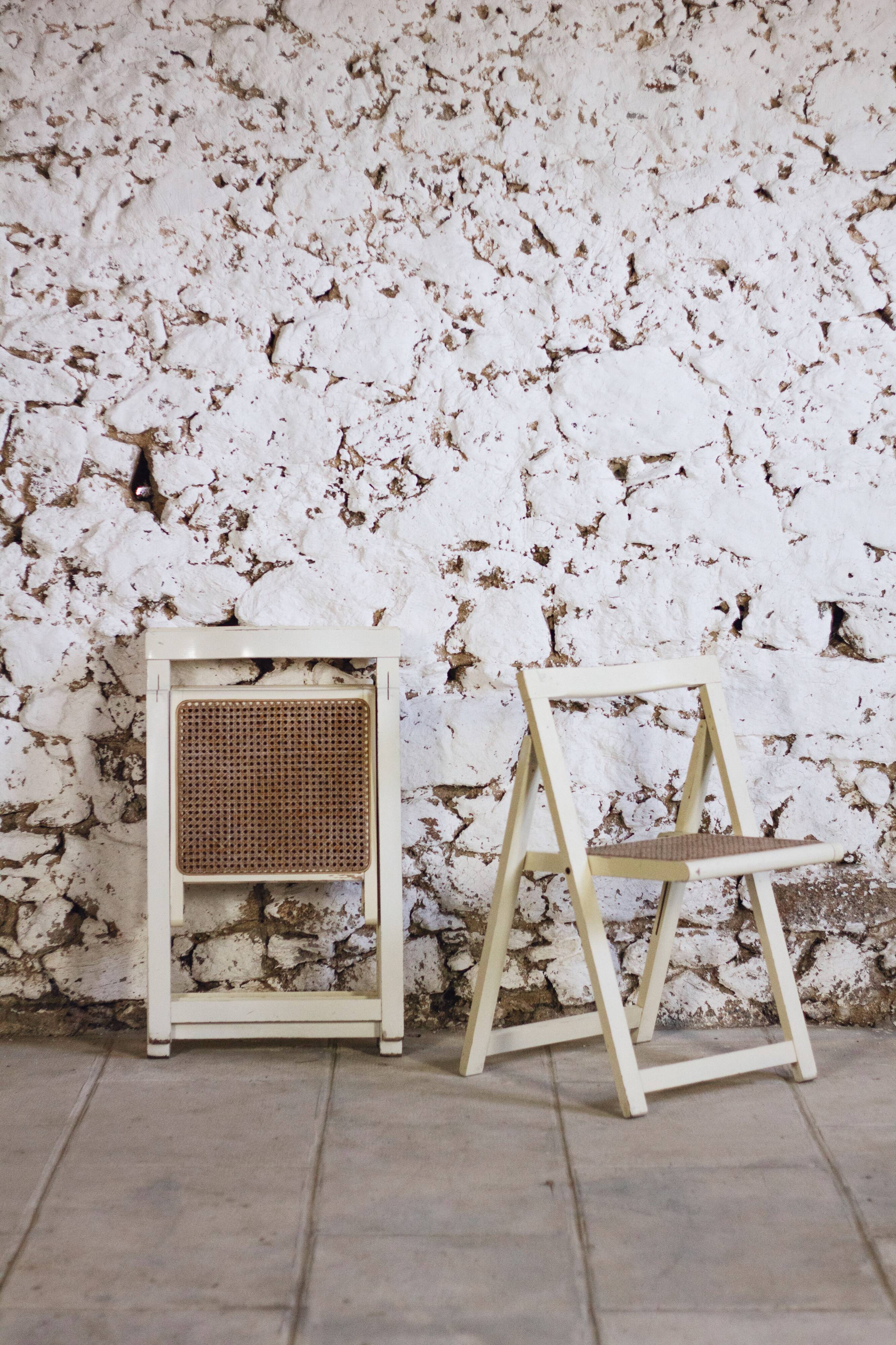 4 vintage folding cane chairs