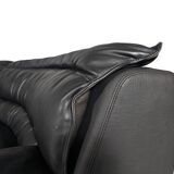 'Bogo' leather canapé in black, Carlo Bartoli for Rossi di Albizzate, 1970s.