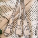 6 small spoons, silver metal 5gr, mix of 2 models, art nouveau style