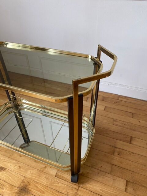 Gold metal dessert and smoked glass