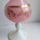 Opaline pink vase with cameo and gilding, 35cm