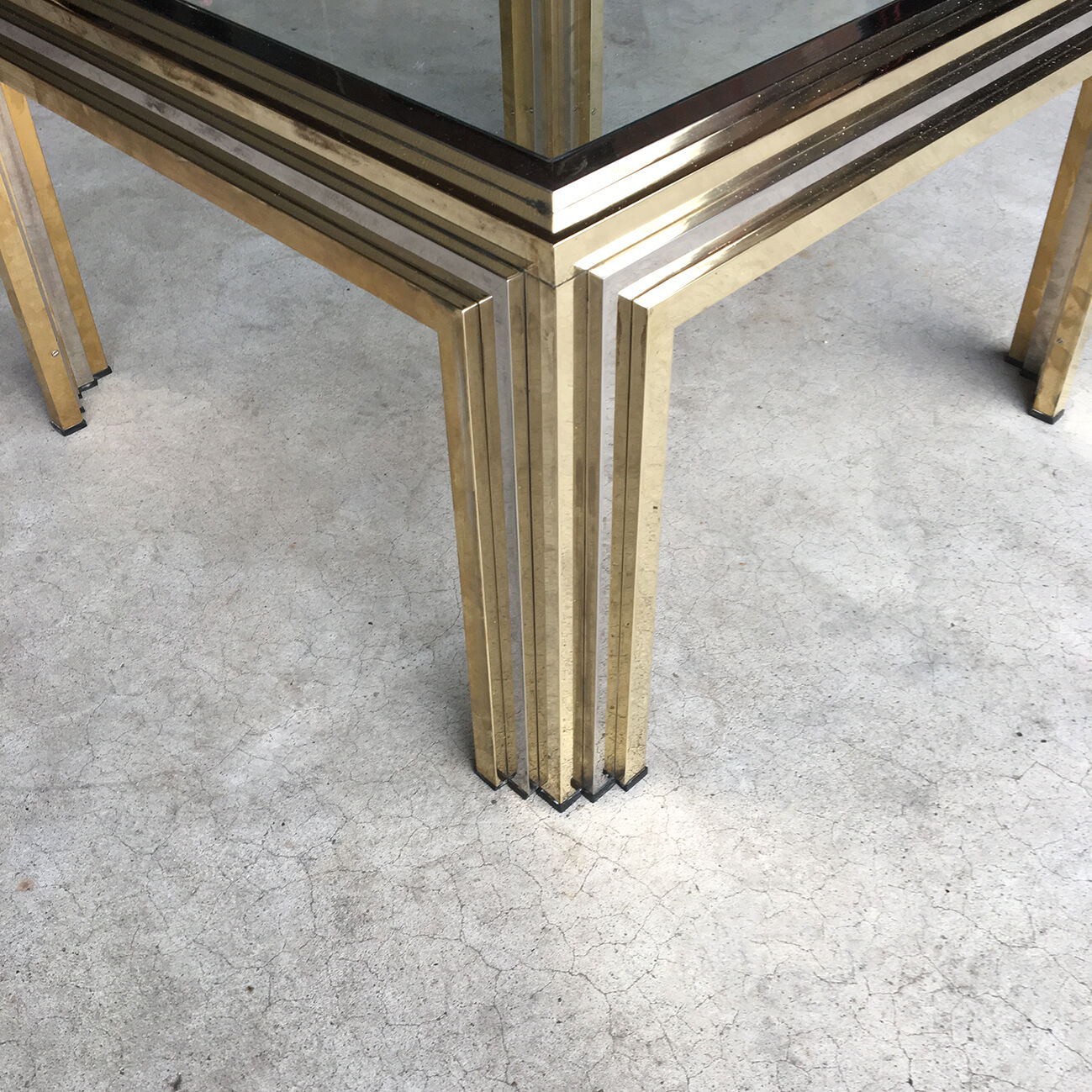Hollywood regency Romeo Rega brass and chrome coffee tables