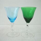 Set of 5 colorful chalice glasses
