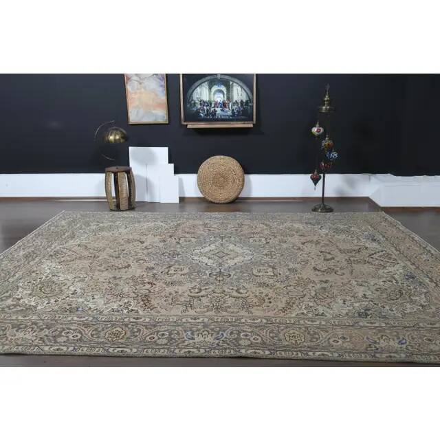 1960s Vintage Persian Handmade Wool Orange Area Rug 280x381