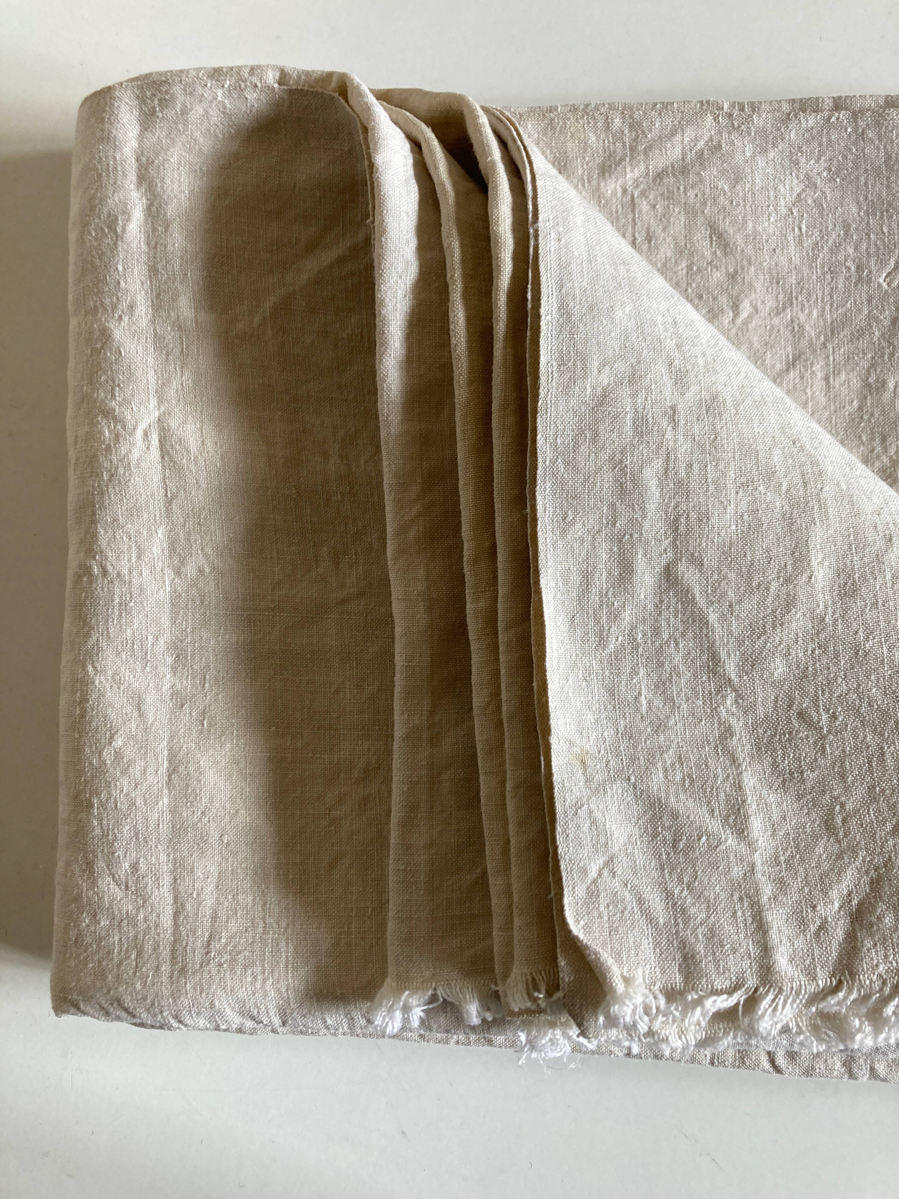Farm tablecloth in raw linen canvas 19th L210cm