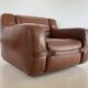 Fauteuil prototype en simili cuir marron par Michel Ducaroy, France années