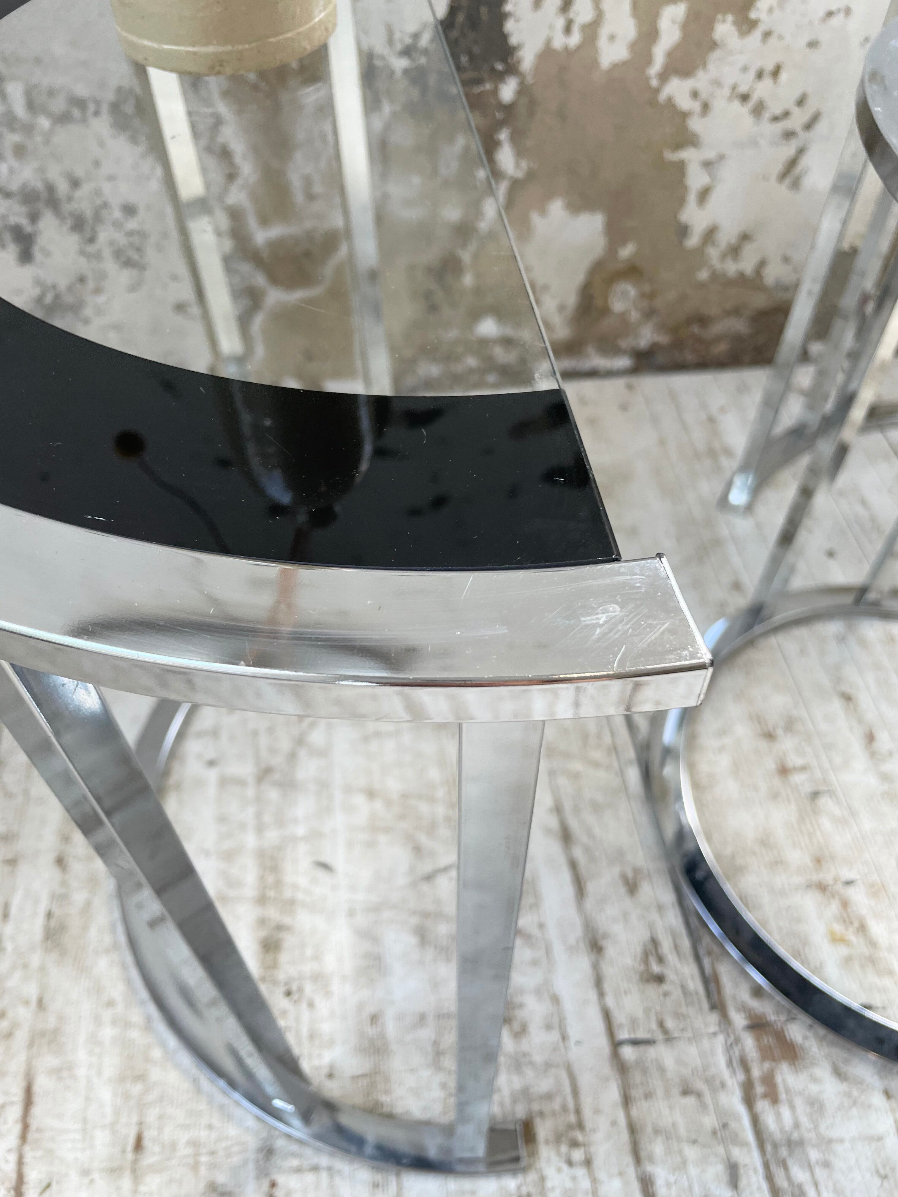 Trio of 70s chrome consoles