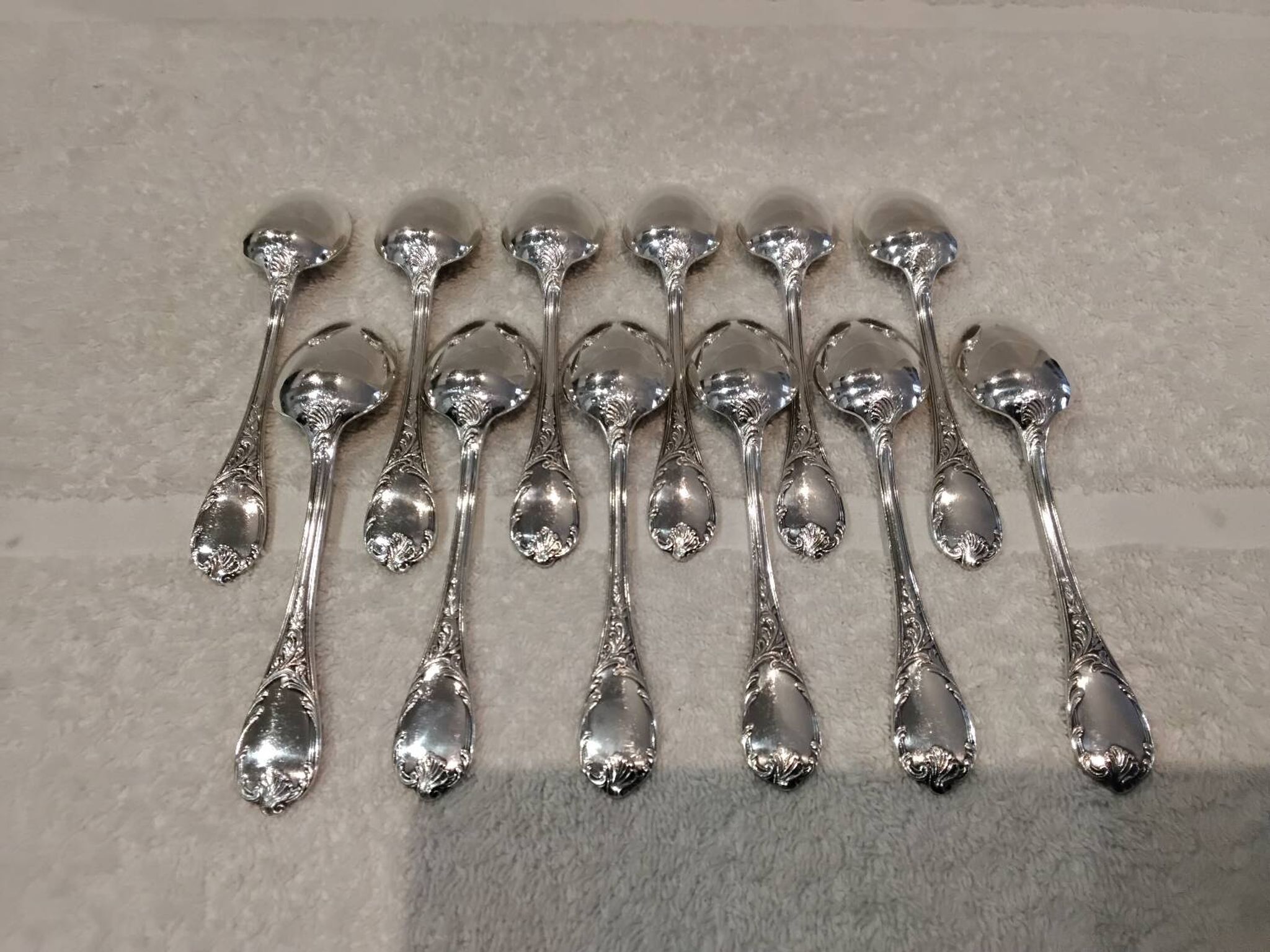 12 silver-plated coffee spoons by Christofle Marly, 13.6 cm