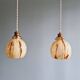 Duo de suspensions Art Déco en opaline marbrée, années 1920-30