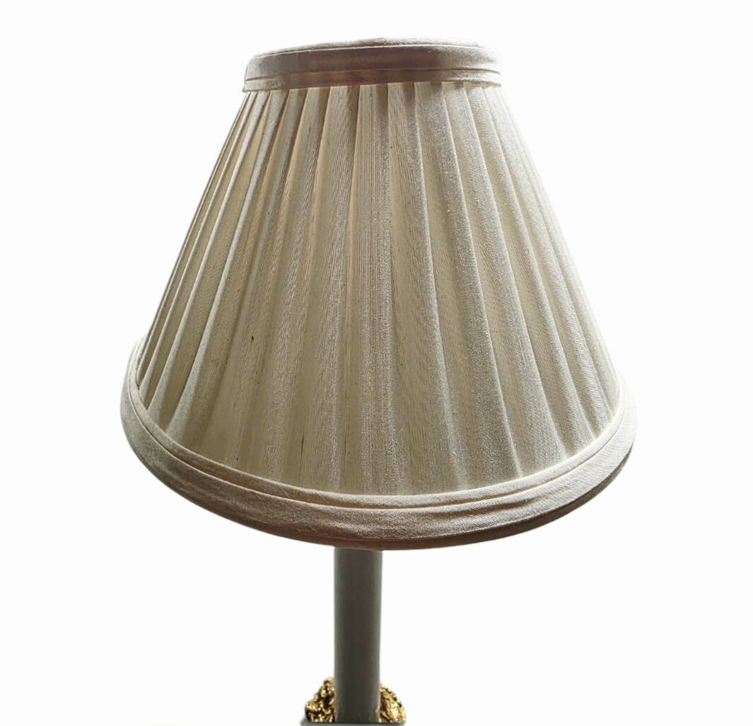Superbe Lampe de Table Style Empire - Bronze Doré & Abat-jour Plissé