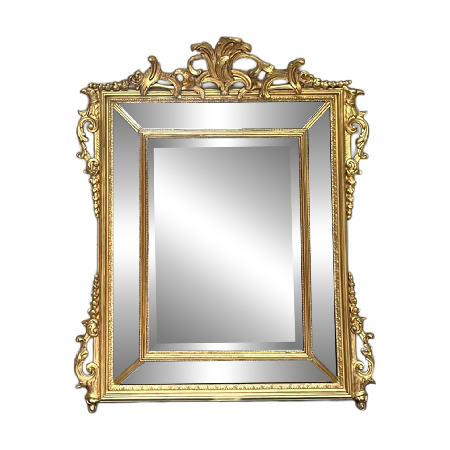 Antique mirror with closed frames, 123/100cm, gilded with gold leaf, mercury.