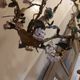 Chandelier cage décor birds and flowers in Meissen porcelain