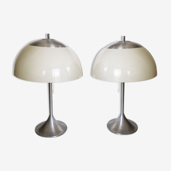 Duo de lampes vintage pied tulipe Unilux 1970