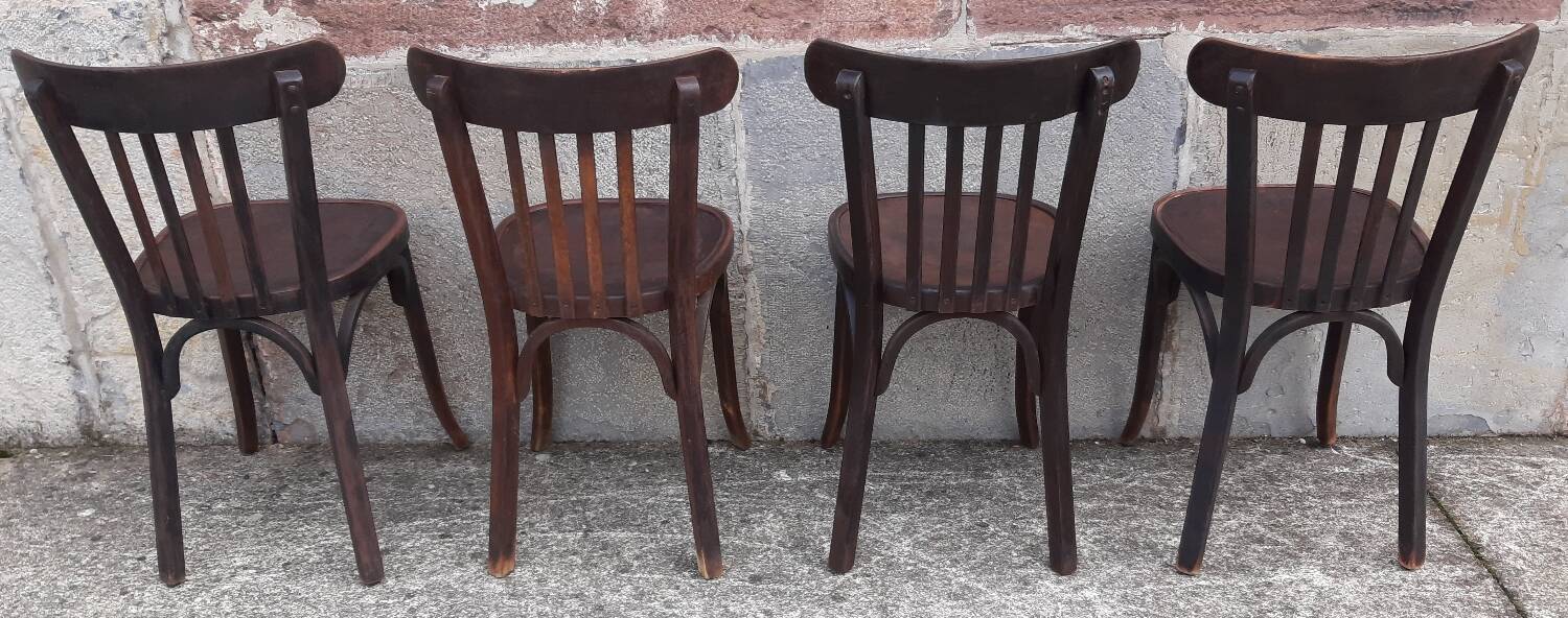 Chaises bistrot Baumann, années 50. (Lot de 4)