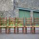 Set of 5 vintage wooden and straw chairs, straw chair, countryside