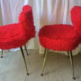 Paire de chaises moumoute rouge