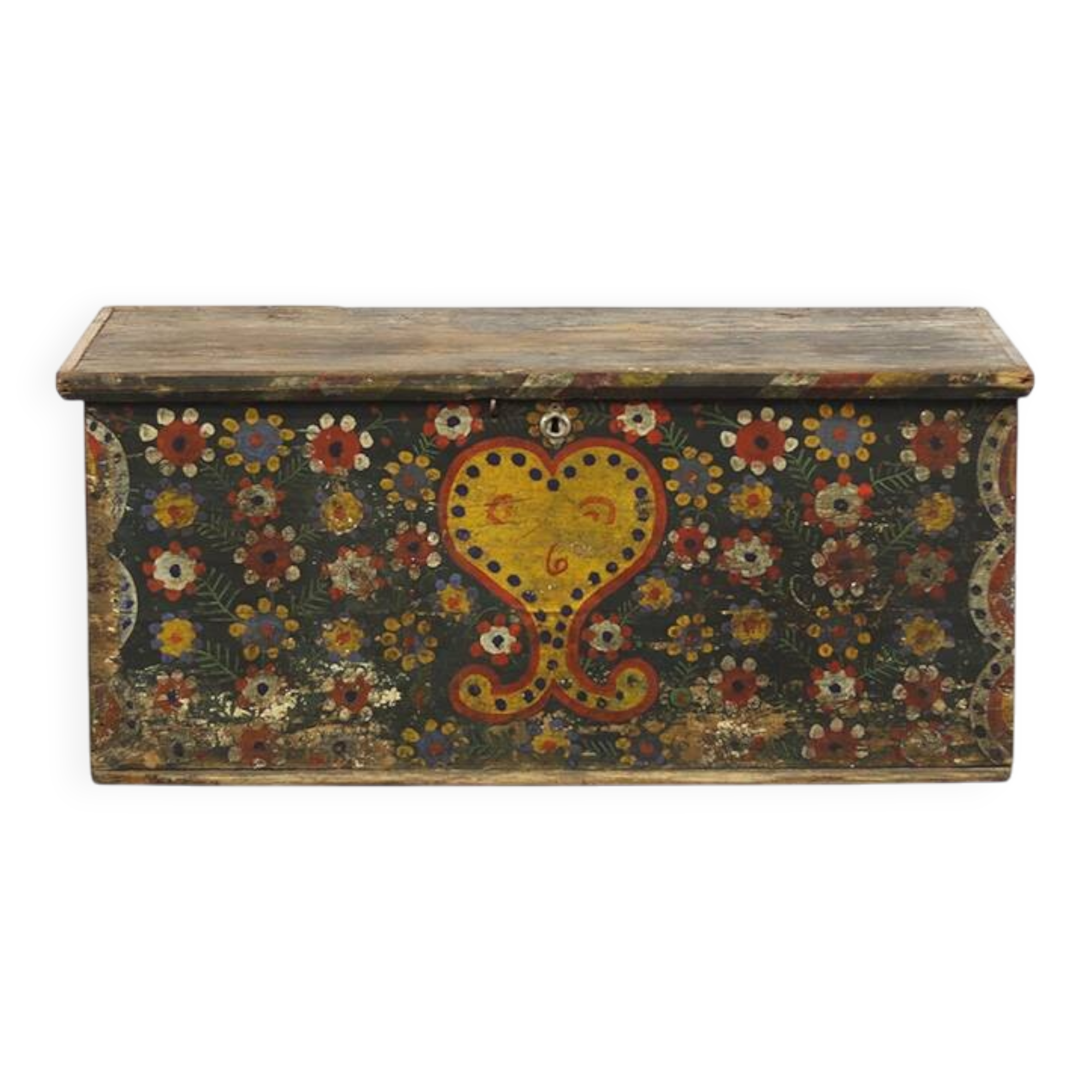 Antique Folk Art Painted bridal chest