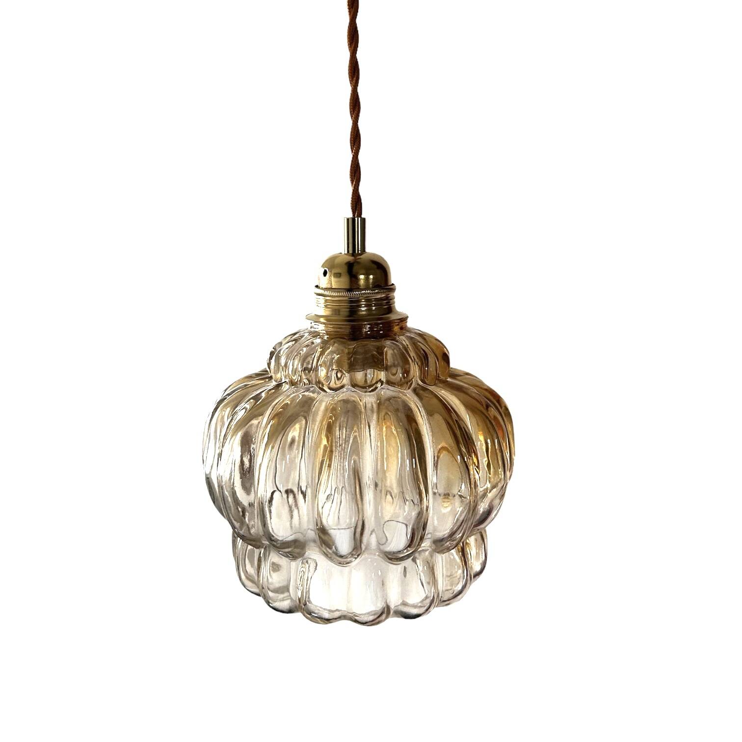 Vintage amber glass pendant light