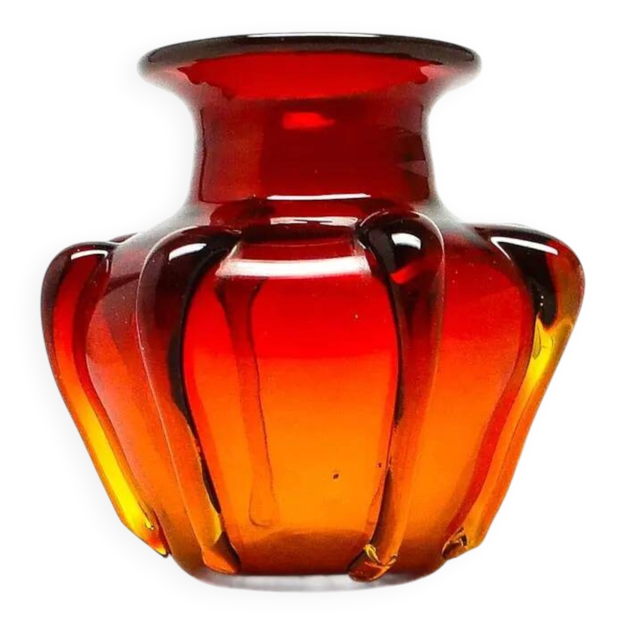 Vase moderne du milieu du siècle, en verre, conçu par J. Słuczan-Orkusz, Pologne, années 1970.