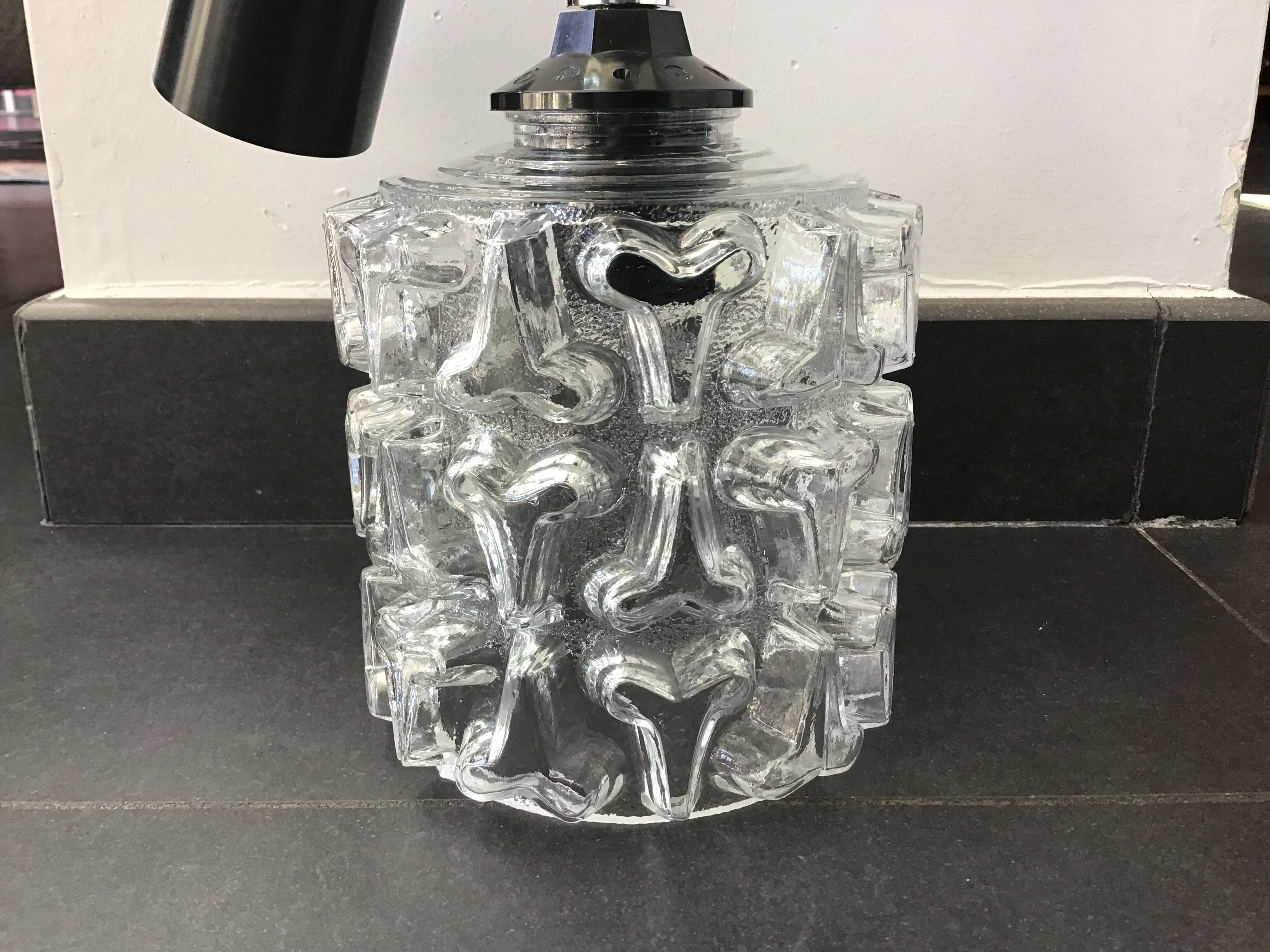 Moulded glass pendant lamp, 70s