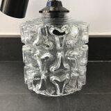 Moulded glass pendant lamp, 70s