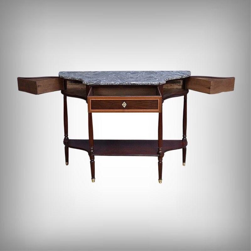 Console in mahogany and marble, Louis XVI period – late 18th century.