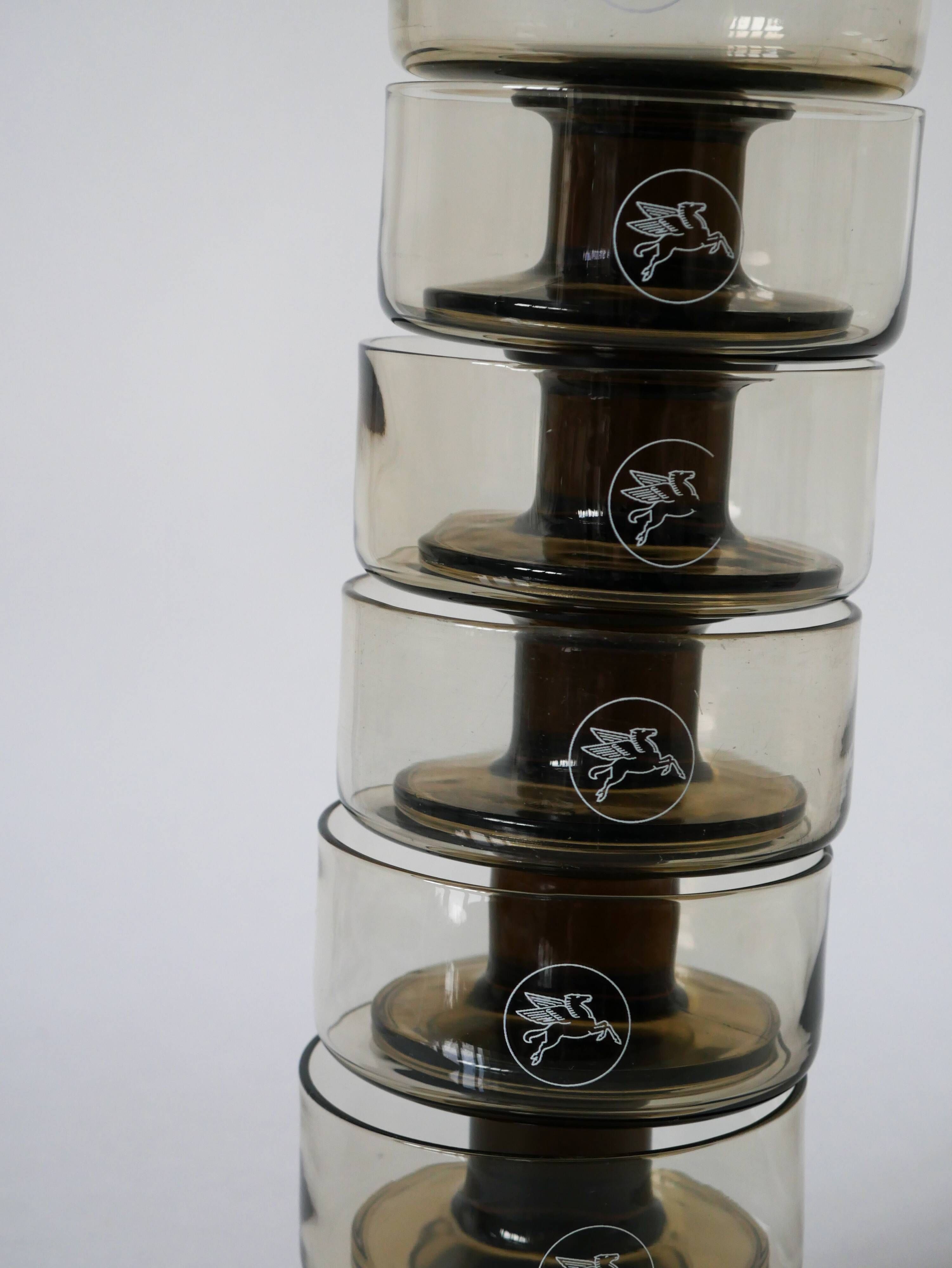 set of 6 smoked glass champagne glasses Design 1970
