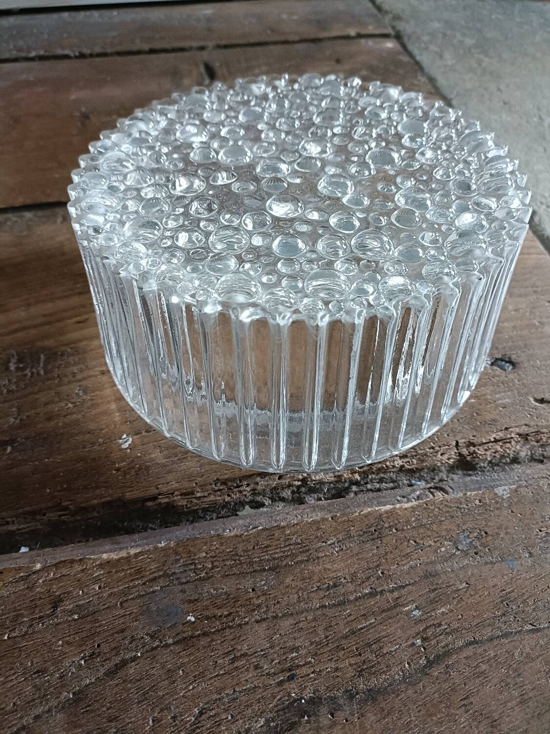 Ceiling light, wall sconce in pressed glass, 1970