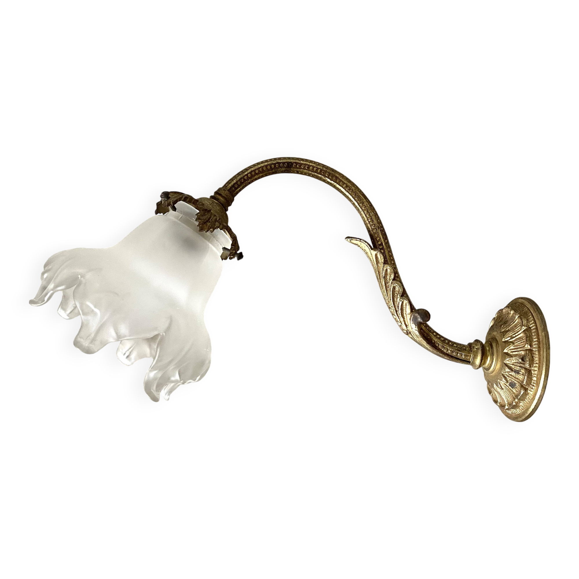 Antique bronze and glass tulip wall lamp