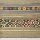 4x8 Soft Pastel Green Vintage Kilim Rug, 139x241Cm SK 33042