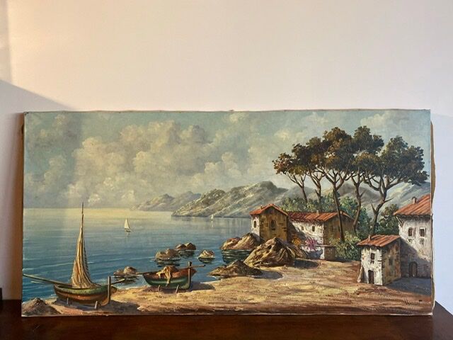Old painting, Marine, the Riviera , signed 50/60