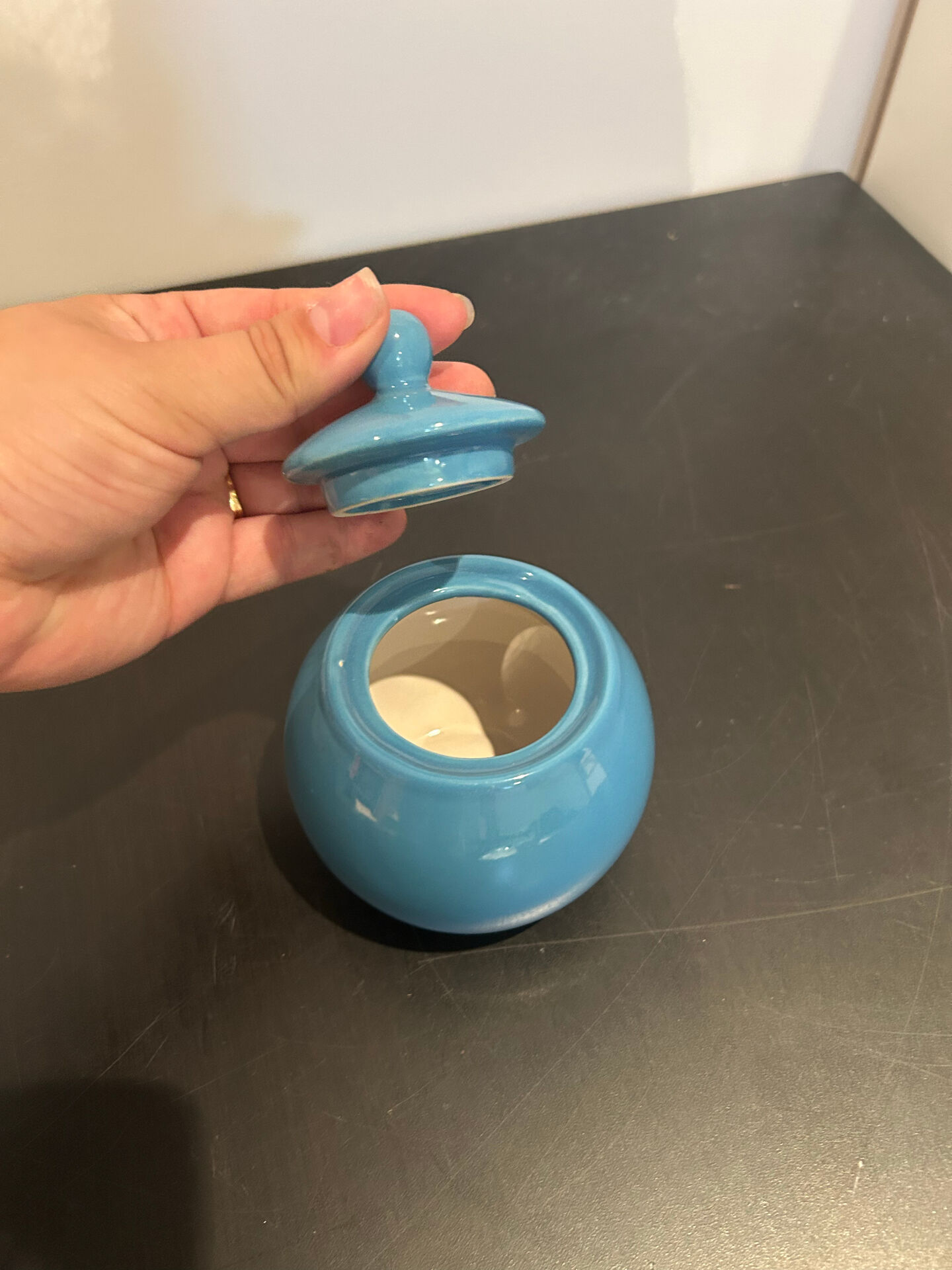 Sucrier bleu vintage