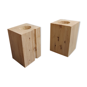 Paire de vases en bois