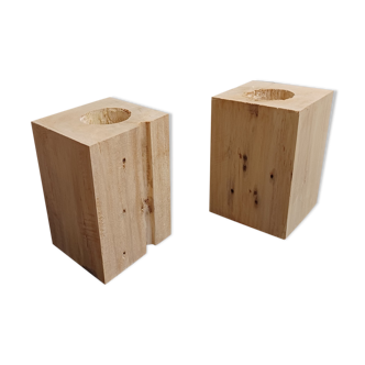 Pair of wooden vases