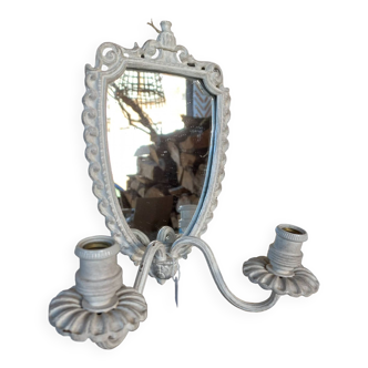 Patinated double mirror wall light