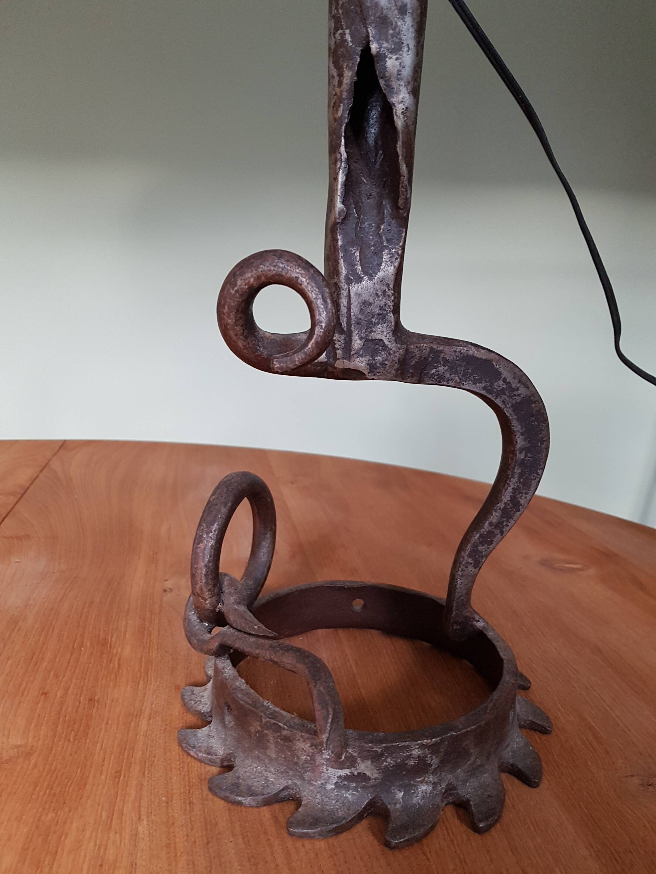 Brutalist style wrought iron lamp base