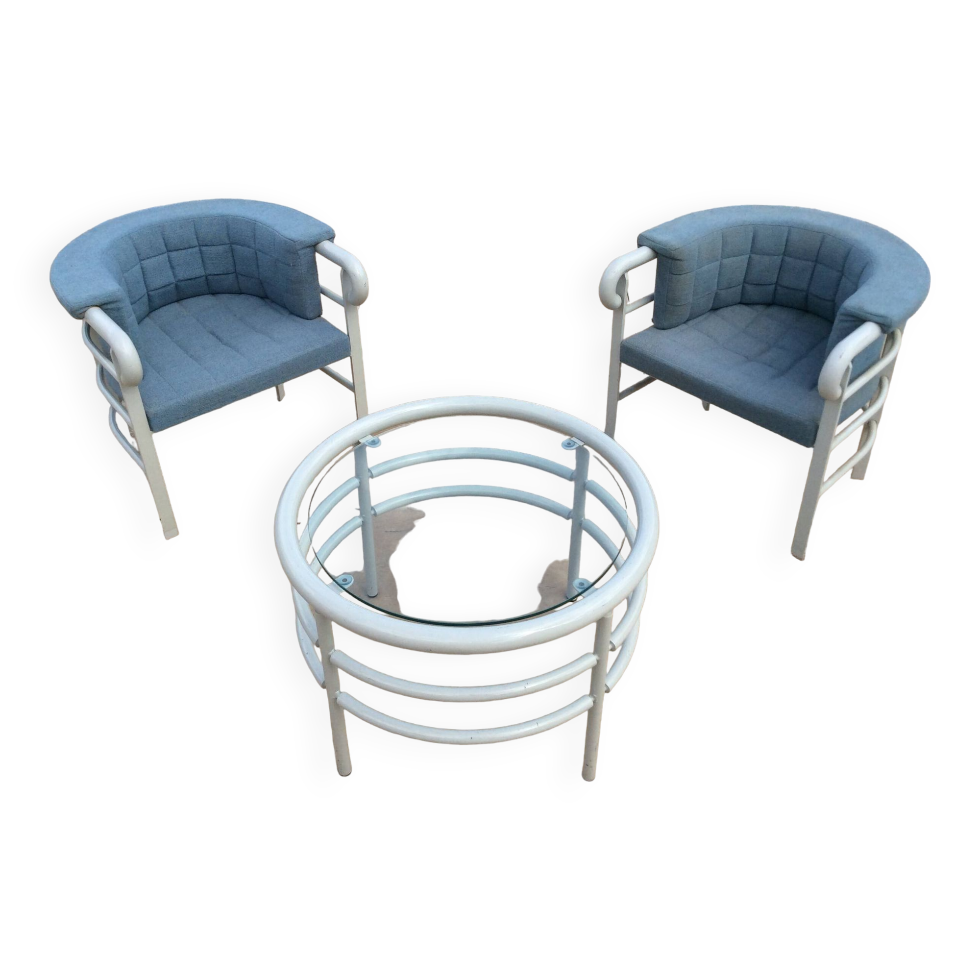 Set of 2 armchairs and coffee table Marc Held Wind Star 1984 design