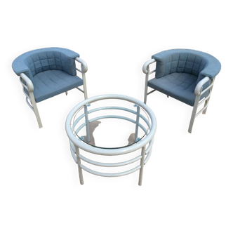 Set of 2 armchairs and coffee table Marc Held Wind Star 1984 design