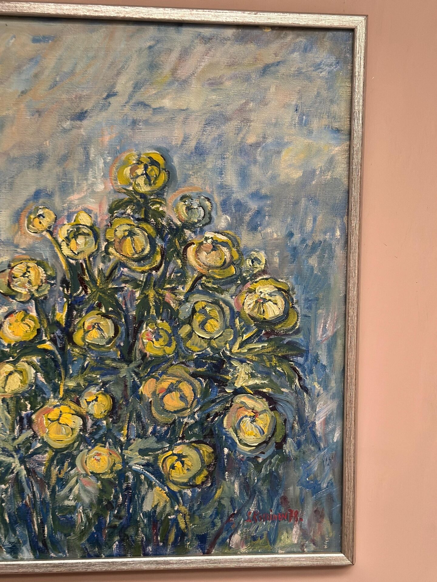 Swedish Oil on Canvas – “Flower” by S. Koskinen – Dated 1978