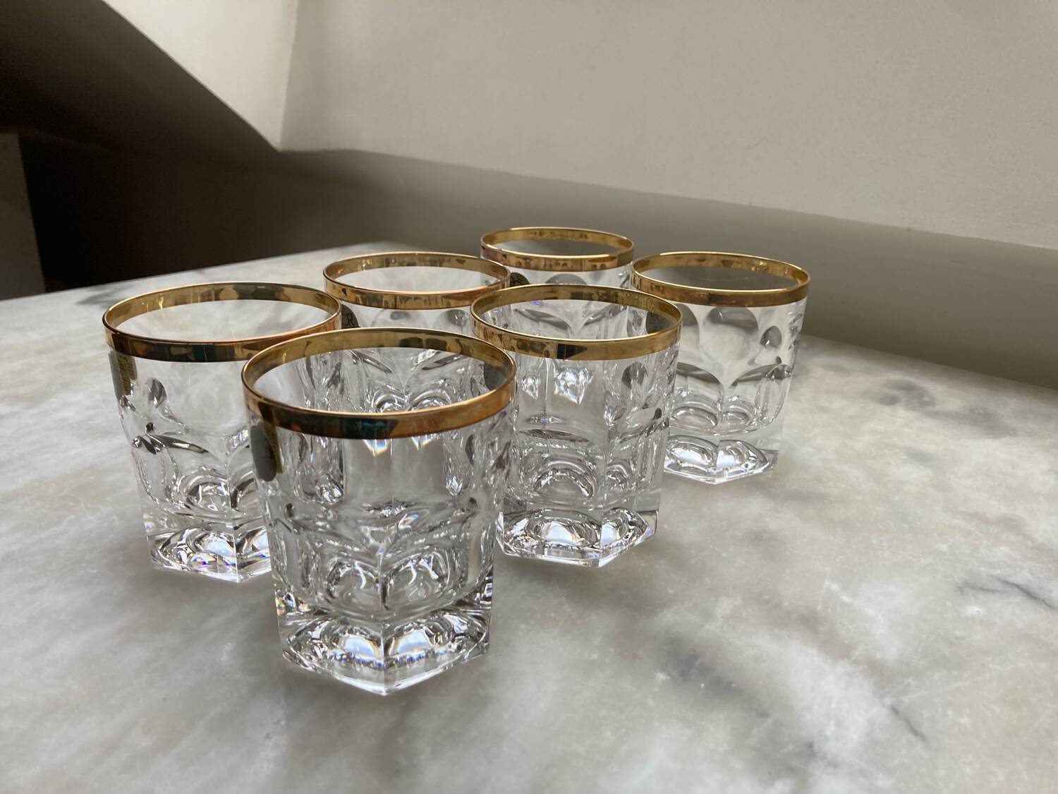 Set of 6 RCR lead crystal whisky glasses, 24% ABV, Italy