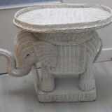 Rattan side table elephant