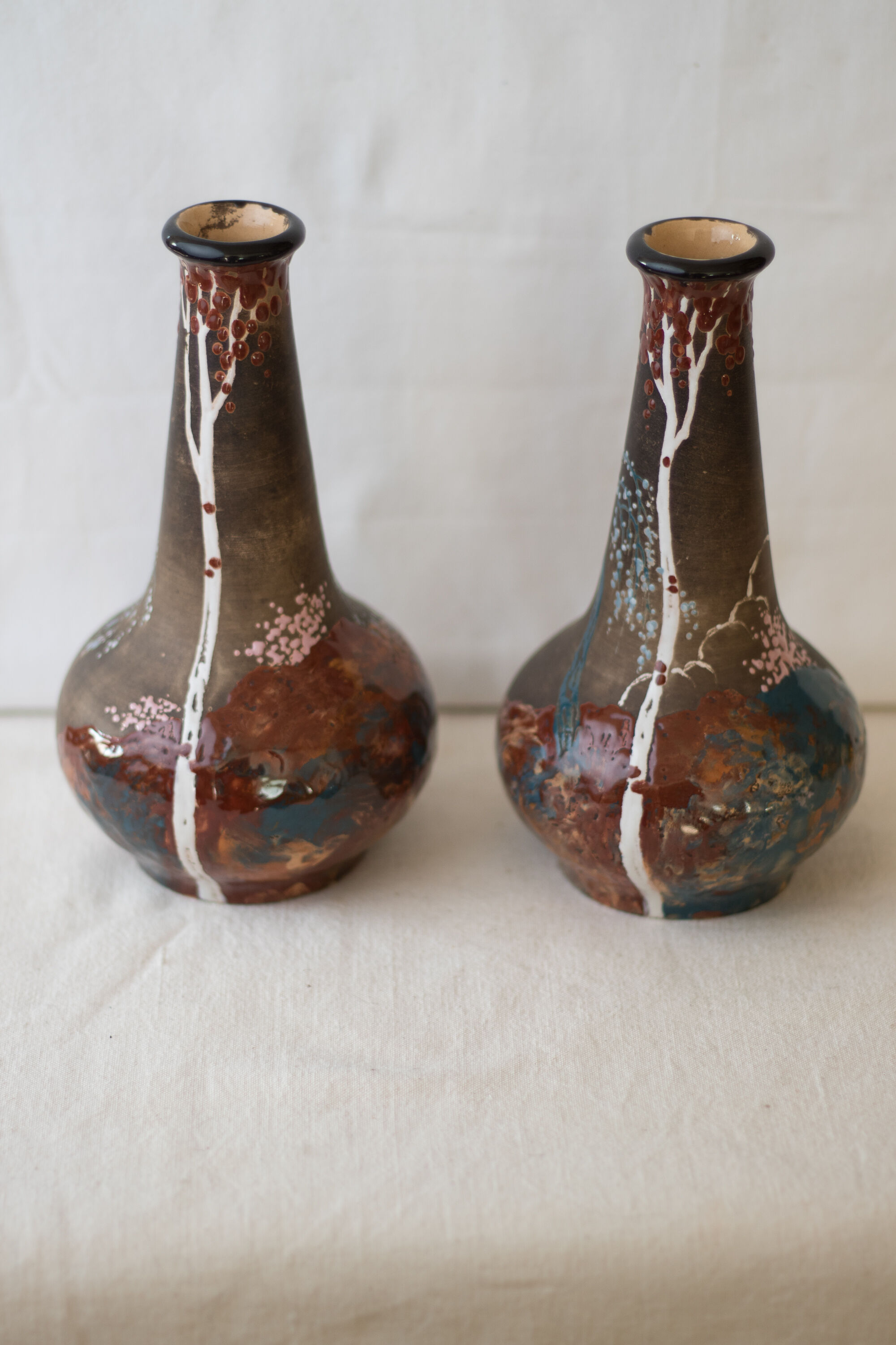 Pair of vase signed Japanese Edmond Lahaye of Vallauris