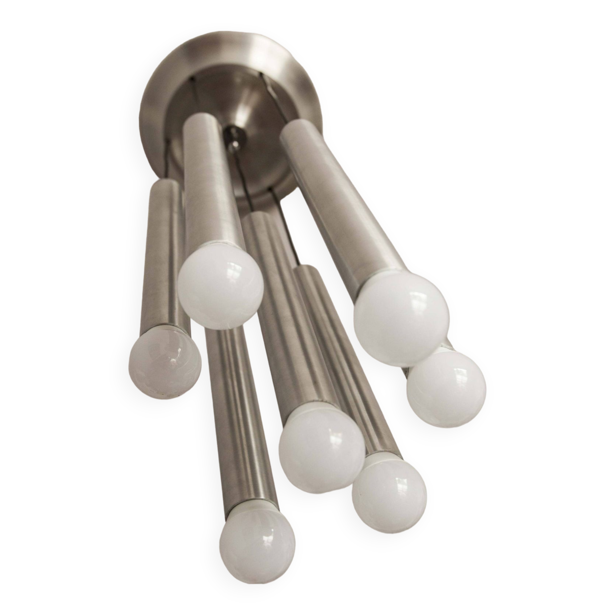 Aluminum waterfall ceiling light by Kaiser Idell / Leuchten, Germany, 1960s