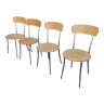 4 chaises vintages bois metal