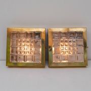 Swedish brutalist glass and brass wall lamps from Falkenbergs Belysning, set of 2