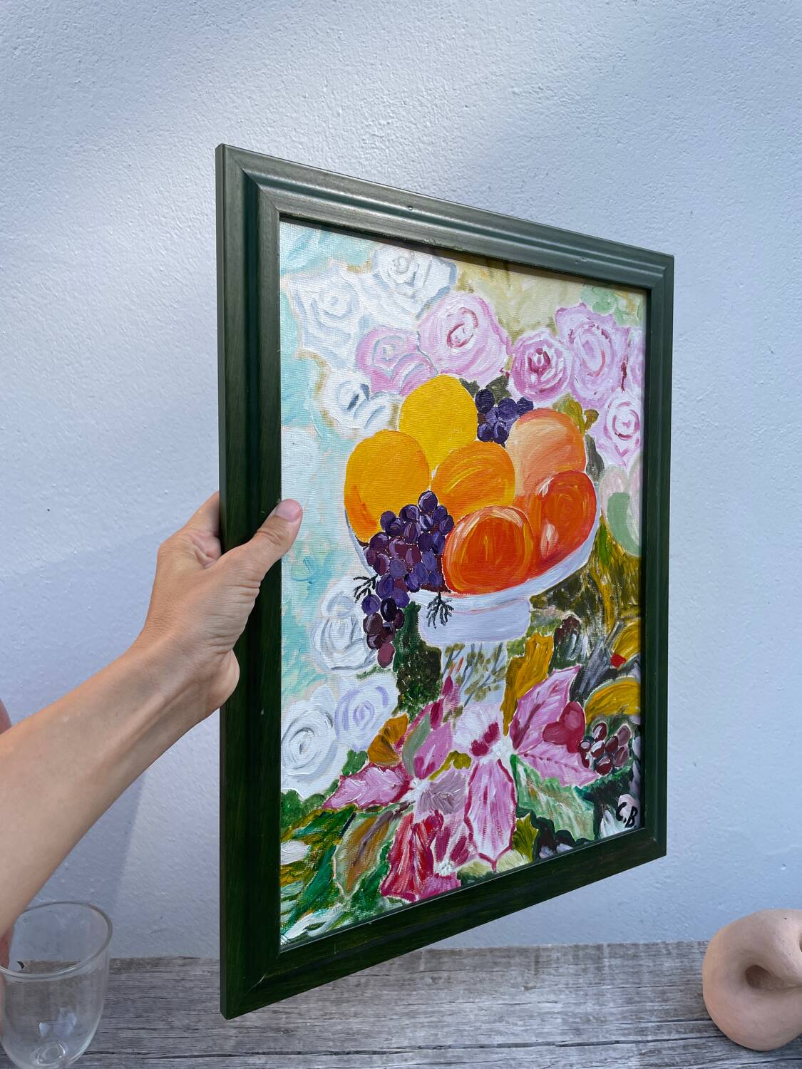 Peinture bouquet de fleurs tableau signé
