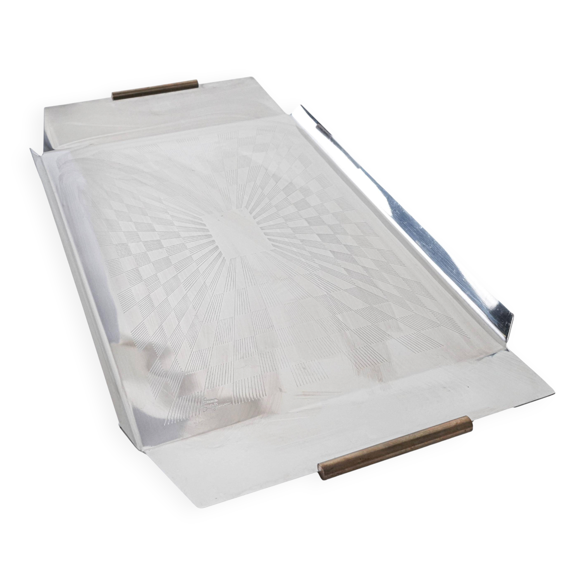 Stainless steel tray, Italian design, 1970s, made in Italy